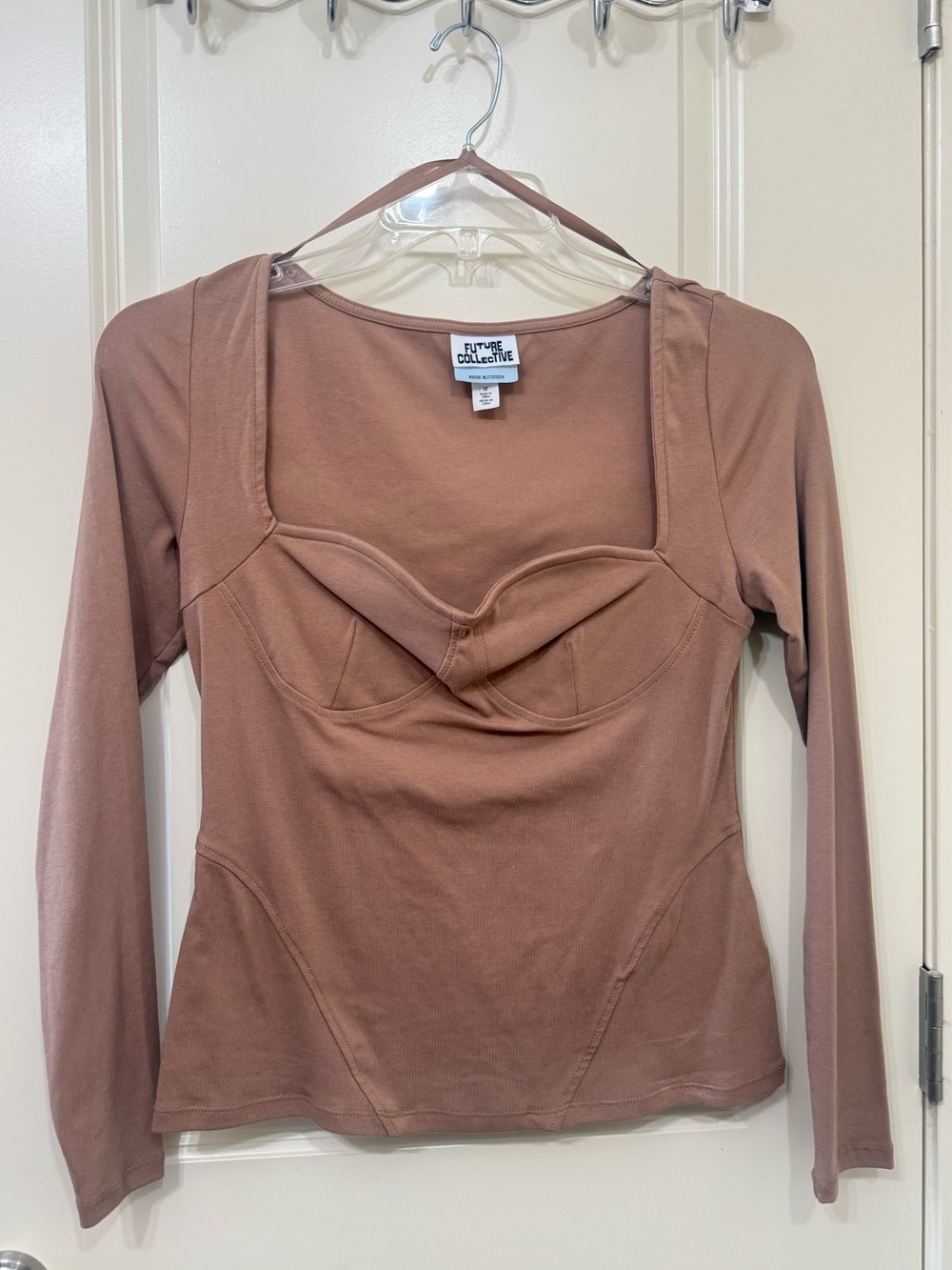 Future Collective Women's Long-Sleeve Sweetheart Top in Mauve Brown